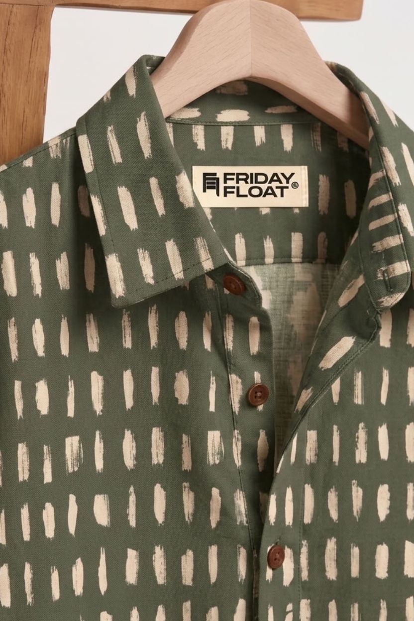 The Olive Dashed Cotton Shirt - Image 4