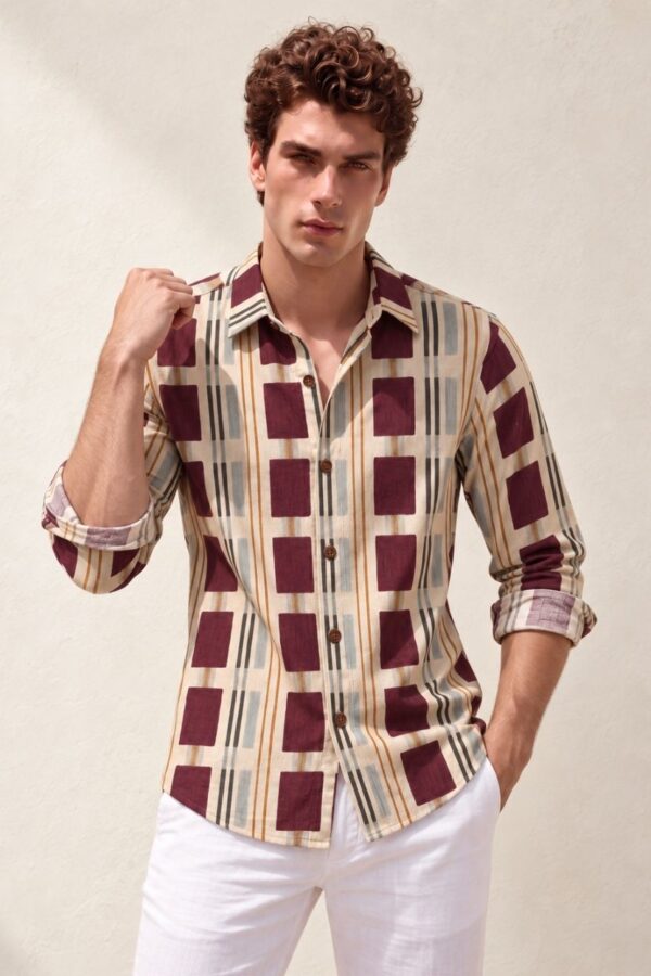 The Burgundy Block Cotton Shirt