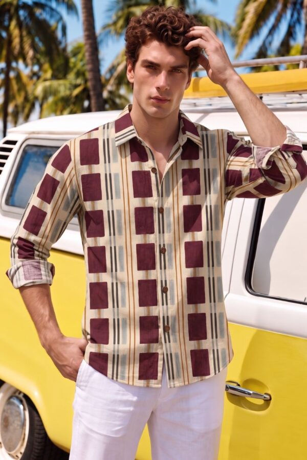 The Burgundy Block Cotton Shirt