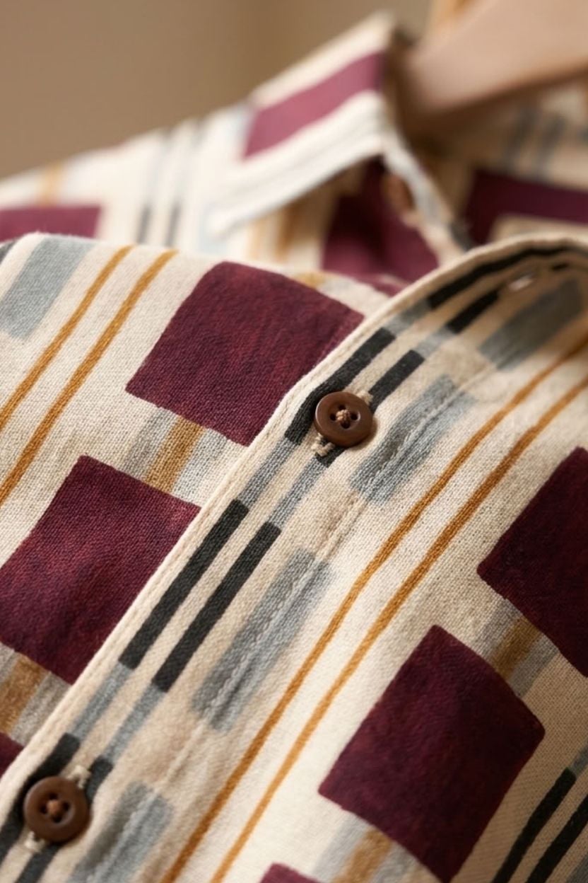 The Burgundy Block Cotton Shirt - Image 5