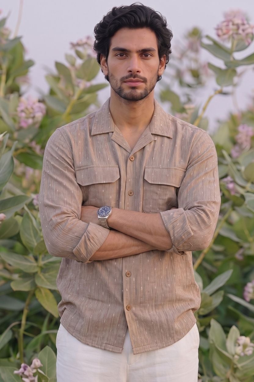 The Tan Pinstripe Handloom Shirt