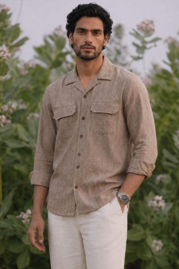 The Tan Pinstripe Handloom Shirt