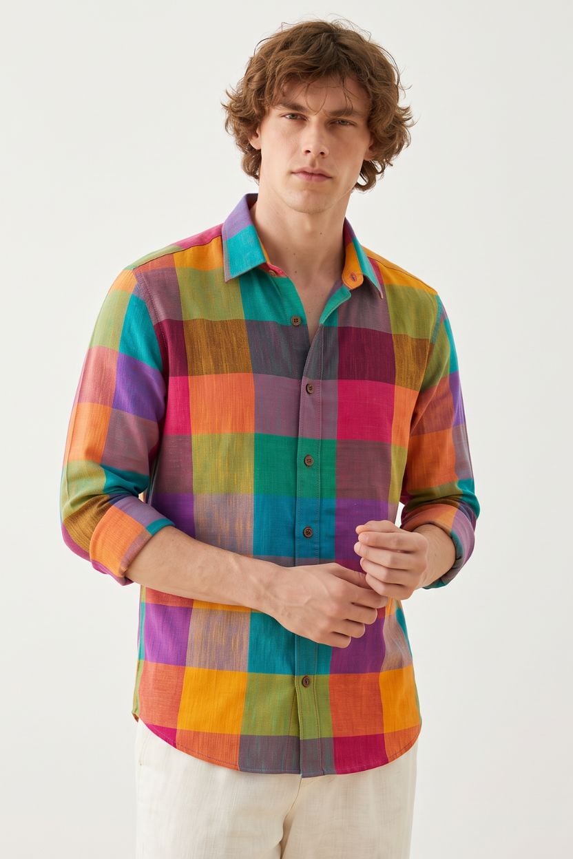 The Carnival Block Check Cotton Shirt - Image 5