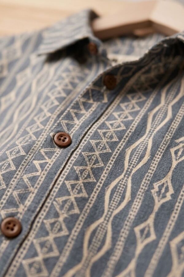 The Steel Blue Geometric Stripe Cotton Shirt