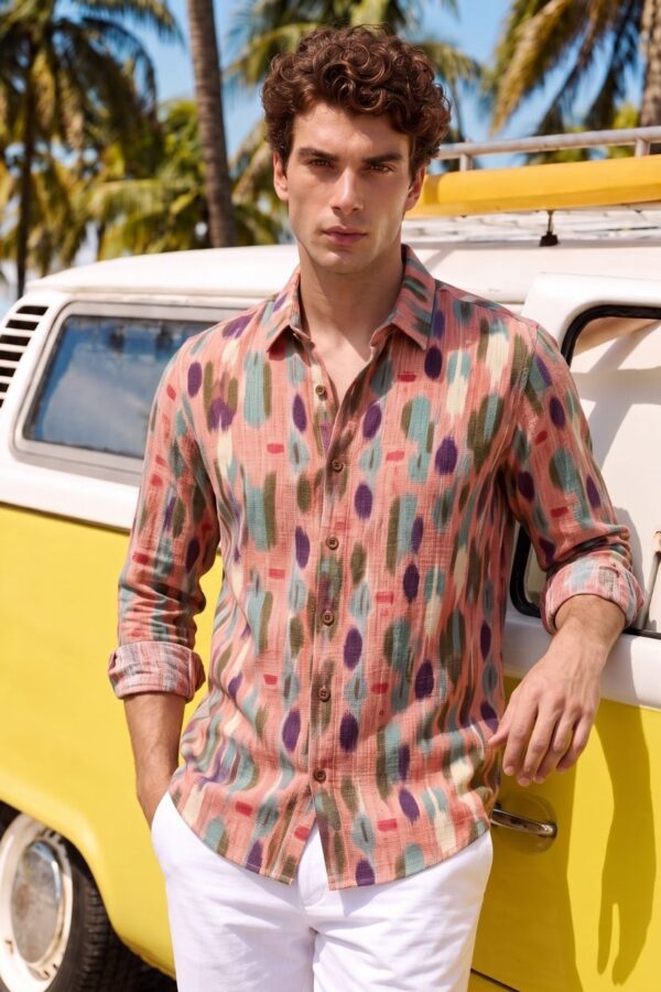 The Coral Mirage Ikat Cotton Shirt