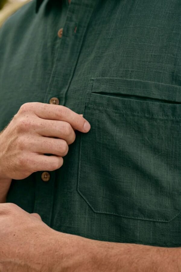 Forest Green Cotton-Linen Shirt