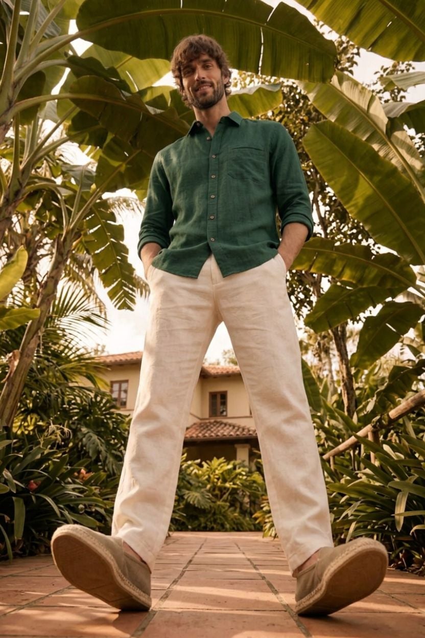 Forest Green Cotton-Linen Shirt - Image 4