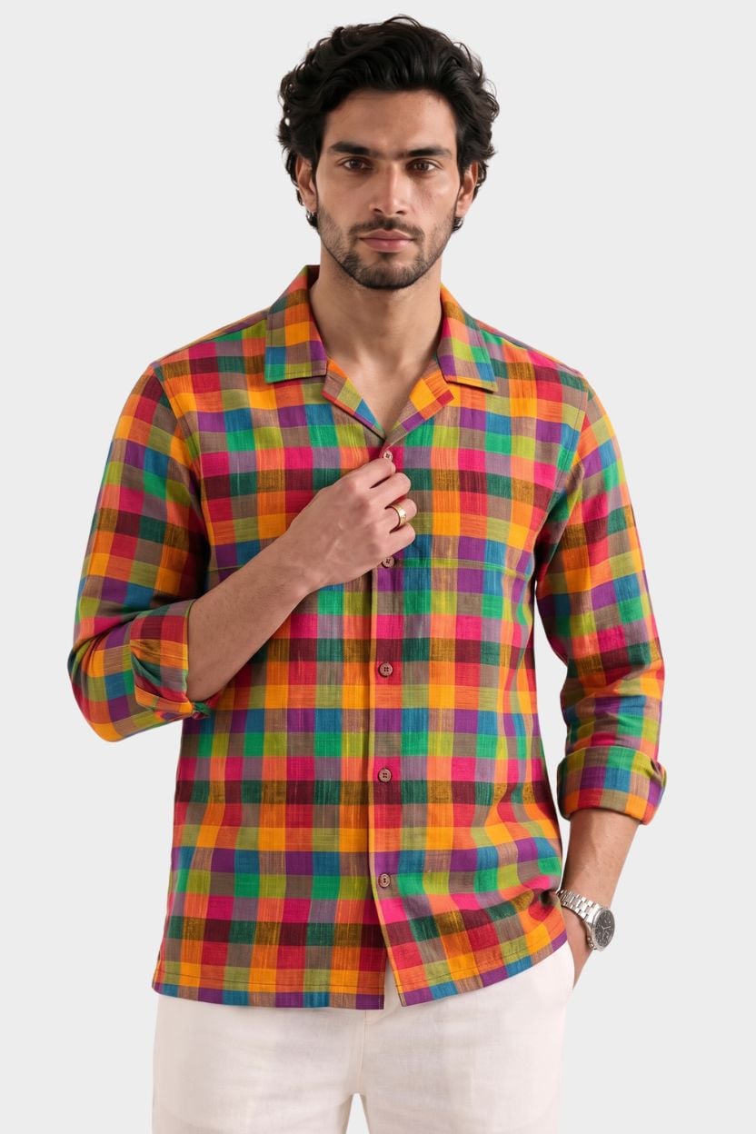 The Prism Check Handloom Cuban - Image 2