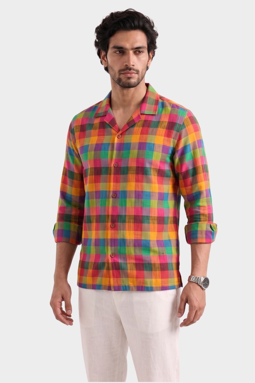 The Prism Check Handloom Cuban - Image 3